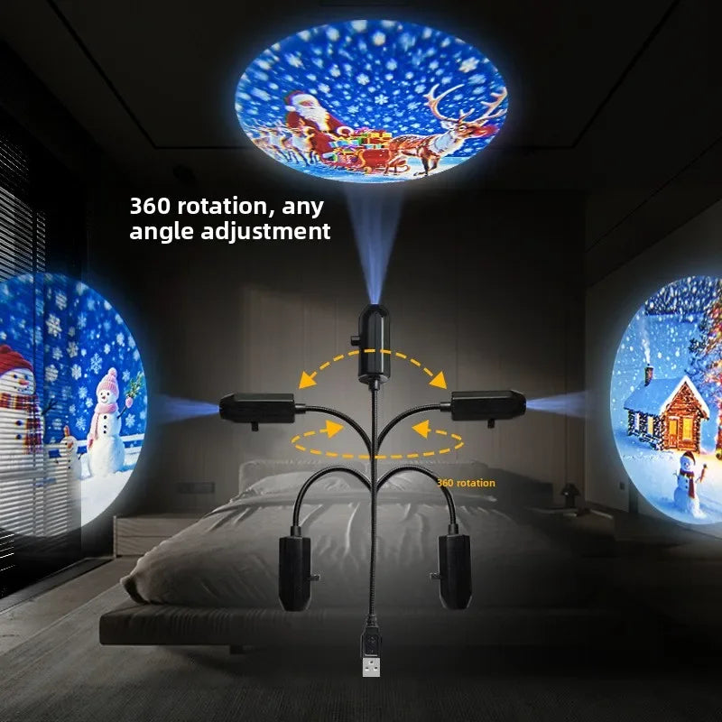 Projetor de Natal, Ornamento de Projeção de Padrão de Papai Noel e Neve Brilhante e Flexível para Decoração de Natal em Festas e Quartos