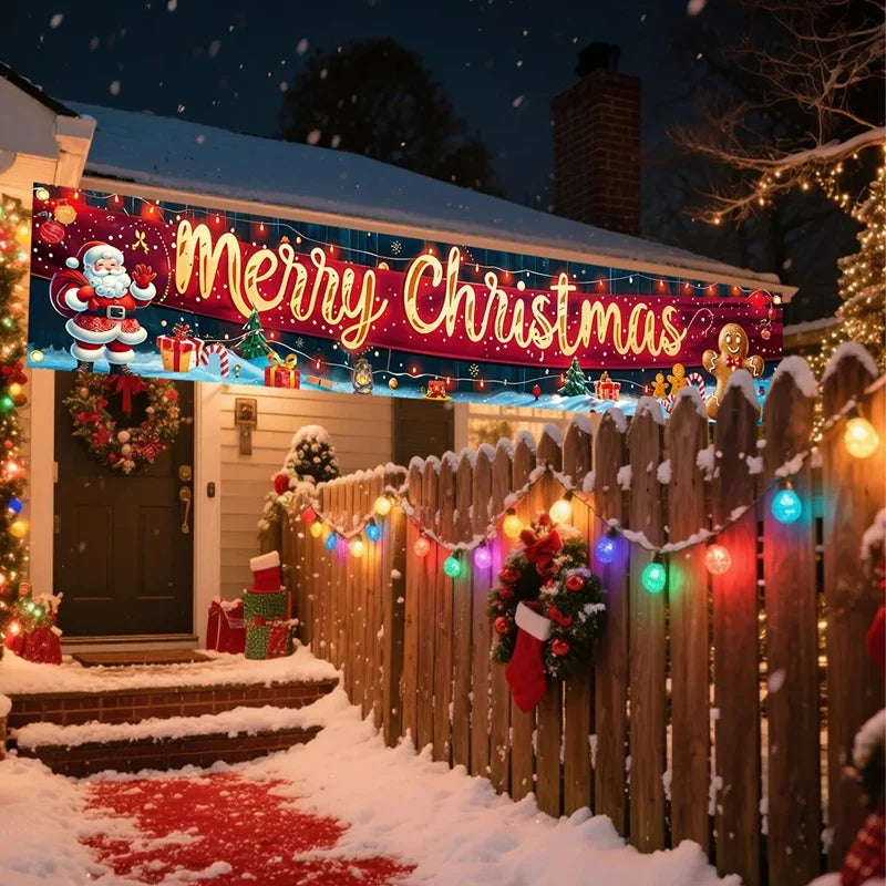 Banner de Natal para Exterior Decorações de Feliz Natal para Casa 2026 Decoração Externa Xmas Navidad Noel Natal Feliz Ano Novo 2027