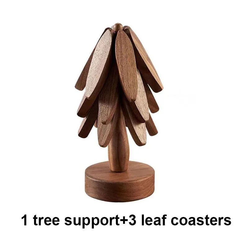 Base para Panelas de Madeira em Forma de Árvore de Natal com Suporte, Resistente ao Calor, Anti-Queimaduras, Porta-Copos, Sousplat de Madeira Sólida, Decoração de Natal para Casa - Kasa & Pet
