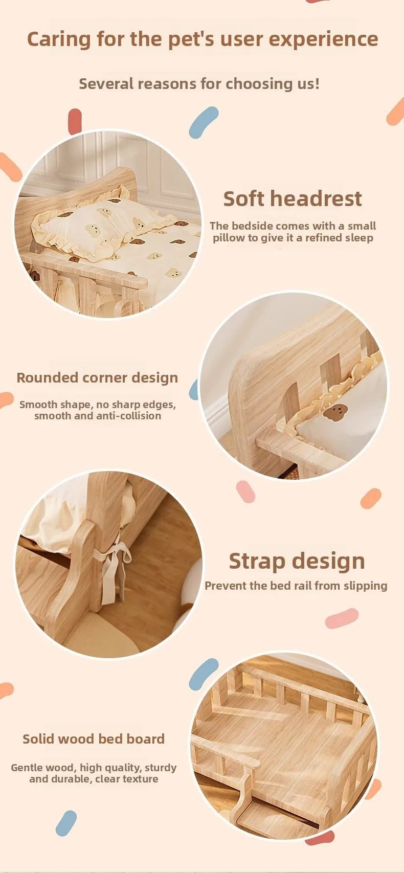 Cama para animais de estimação, cama para cães de madeira maciça, cama para gatos para todas as estações, sofá para dormir para animais de estimação, cama para gatos e cama para cães, prateleira para gatos, condomí