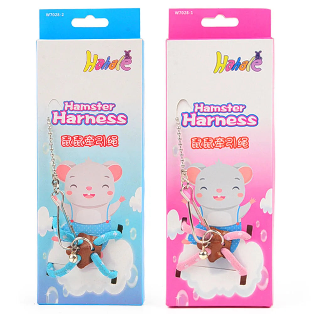 Pet ajustável macio arnês sino trela conjunto mouse hamster furões rato animal de estimação porco trela hamster arnês corda anti-mordida pet andando