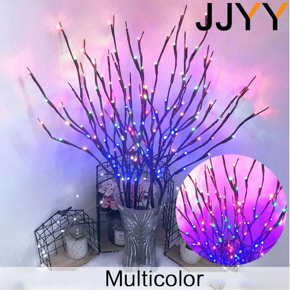 Luz LED para galho de árvore de Natal alimentada por bateria - Dobrável, de alta qualidade, multicolorido, decoração de casa e festa, 20 LEDs