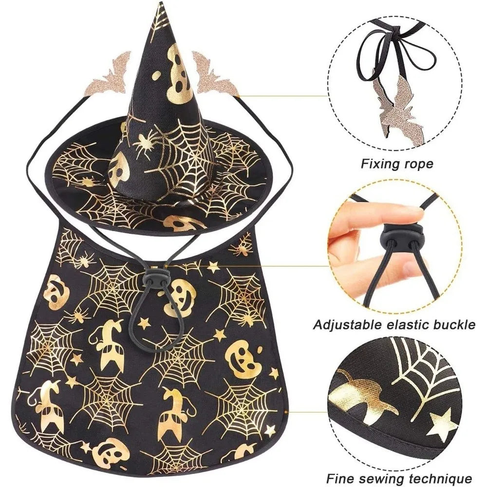 Engraçado abóbora animal de estimação trajes de halloween capa ajustável macio gatos cosplay roupas morcego preto halloween animal de estimação vestuário festa