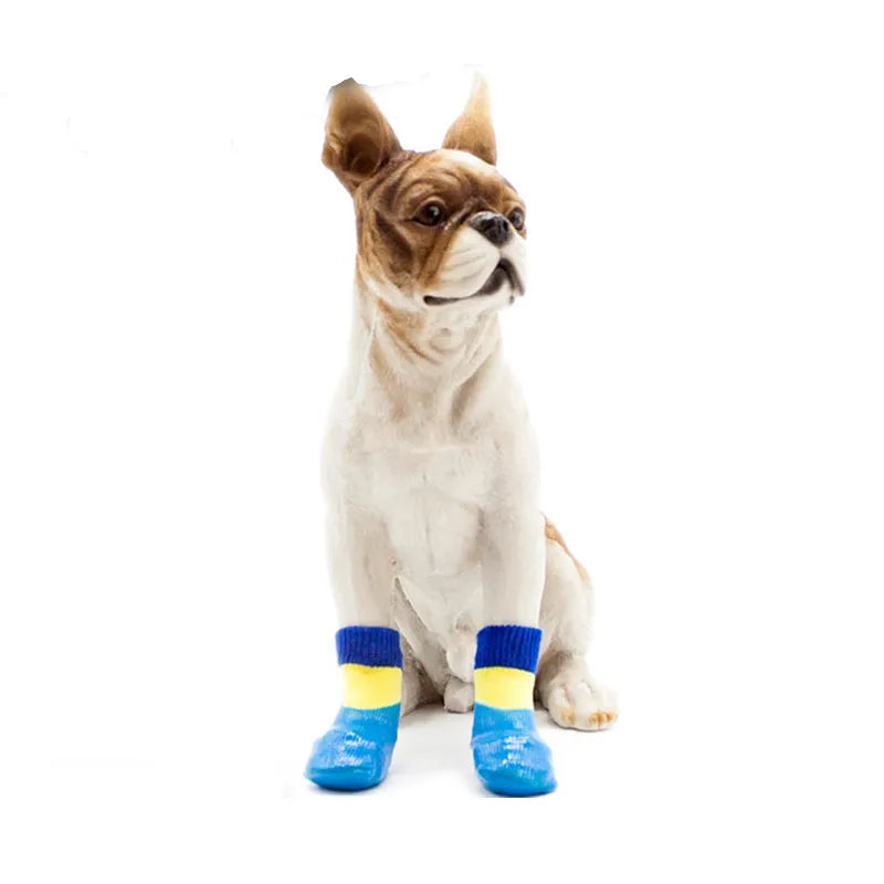 10 conjuntos de meias para animais de estimação, à prova d'água, antiderrapantes, sapatos para cães grandes, meias de borracha, capa para os pés, produtos para animais de estimação