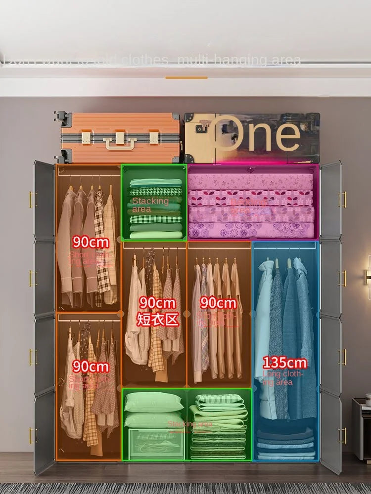 Guarda-roupa conjunto de roupas plástico dobrável à prova de poeira armários cubo armazenamento locke armário móveis organizador de zapatos