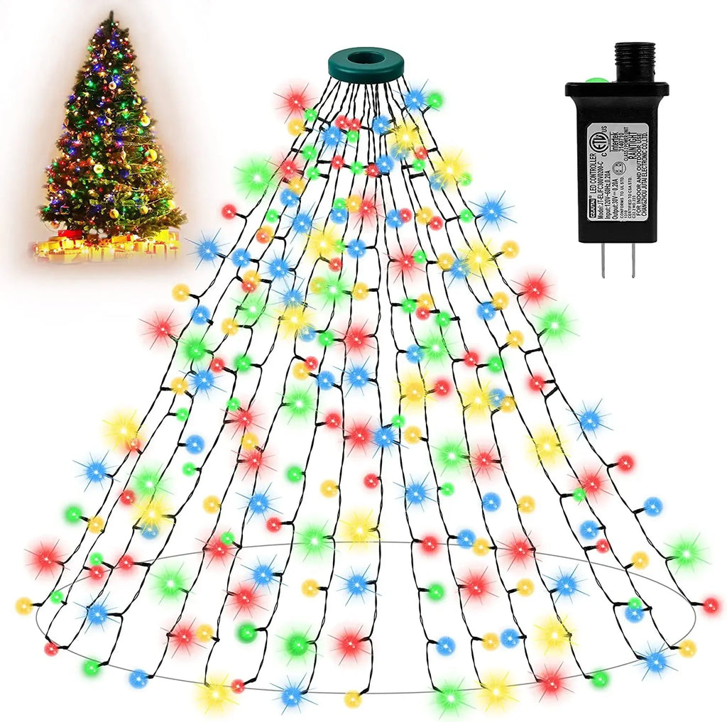 Luzes led para árvore de natal, corda à prova d'água para jardim, pátio, decoração de telhado, festa de feriado, decoração de festival