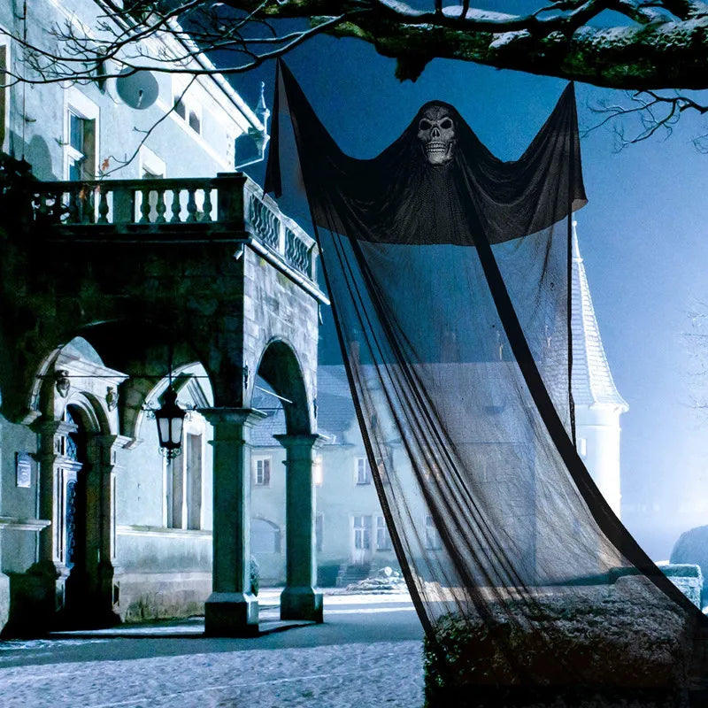 Crânio Suspenso Fantasma Para O Halloween, Decoração De Casa Assombrada, Som LED, Ornamento, Bar Interior E Exterior, Decoração De Festa De Halloween