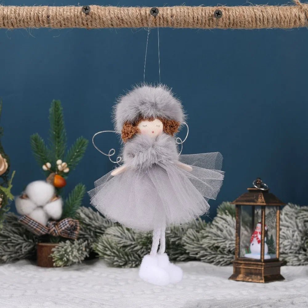Natal Pendurado Malha Sequin Saia, Anjo Xmas Árvore Pingente Enfeites, Decoração de Casa, Noel, Presentes, 2022