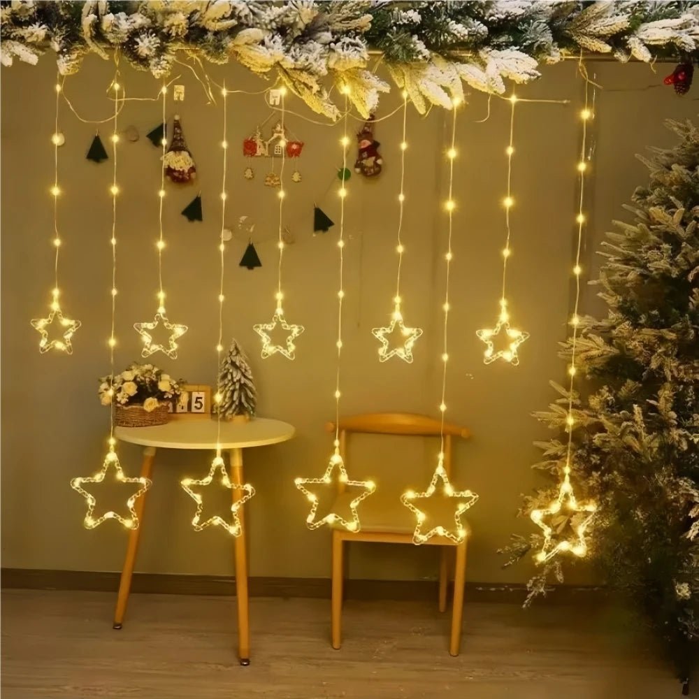 Cortina de Luzes de Natal, Luzes de Fada, 3M, Alimentação USB, Controle Remoto, 8 Modos, Decorações LED para Janelas de Casa