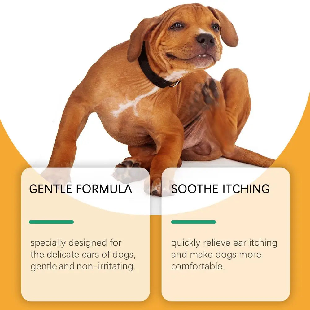 Gotas para ouvido de animais de estimação, 60ml, dissolvem cera de ouvido, removedor de odor, anti-coceira, natural, não irritante