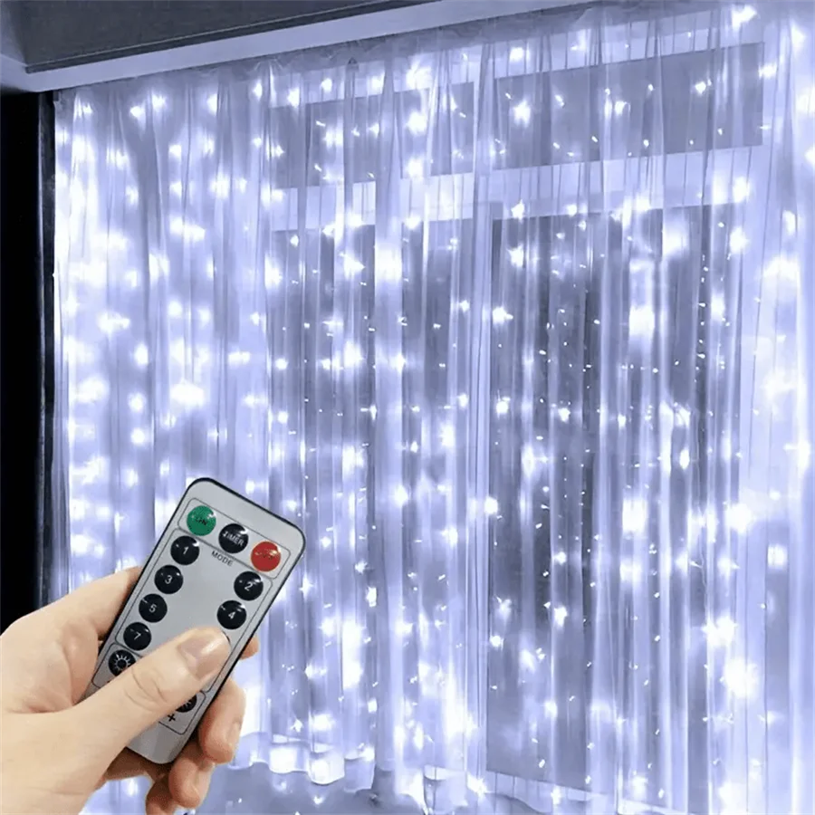Luzes de fadas de natal guirlanda de casamento ao ar livre 8 modo led usb cortina luz corda festa decoração do feriado jardim luz navidad