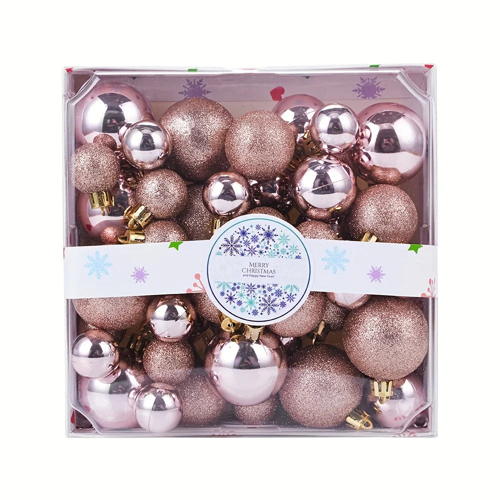 Caixa com 44 Bolas de Natal, Ornamentos Decorativos, Decoração para Cenários, Quartos, Casa, Decoração para Festas de Fim de Ano, Halloween e Natal