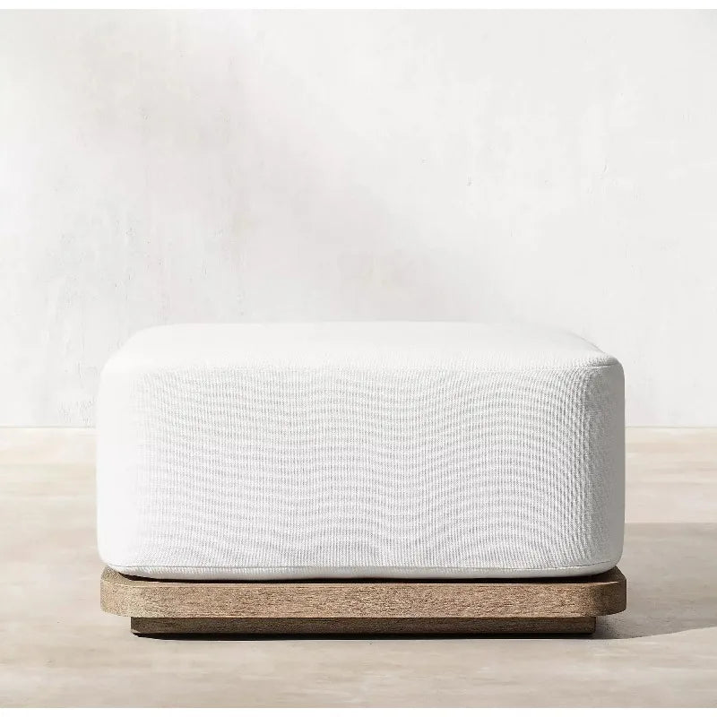 Conjunto de Móveis Modernos para Exterior à Prova d'Água com Pedal, Banco de Madeira Teca e Sofá de Rattan para Jardim, Sala de Estar e Hotéis