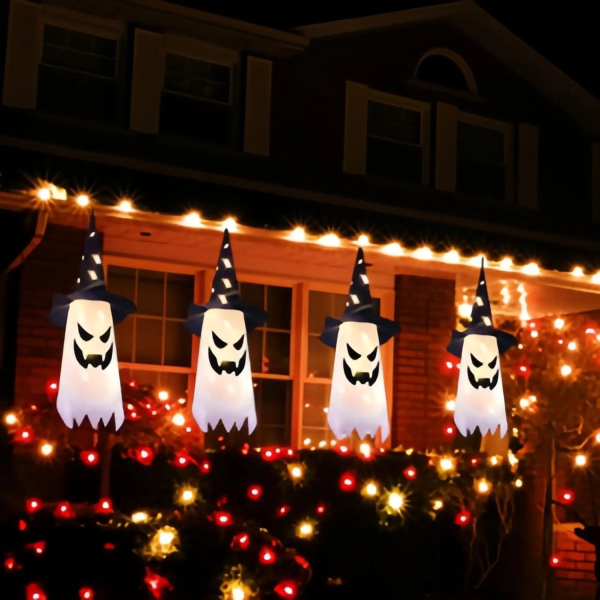 Luzes de Cordão em Forma de Chapéu de Bruxa para Halloween, Luzes LED Quentes/Coloridas, Decoração Brilhante para Jardim, Árvore, Festa e Decoração de Casa - Kasa & Pet