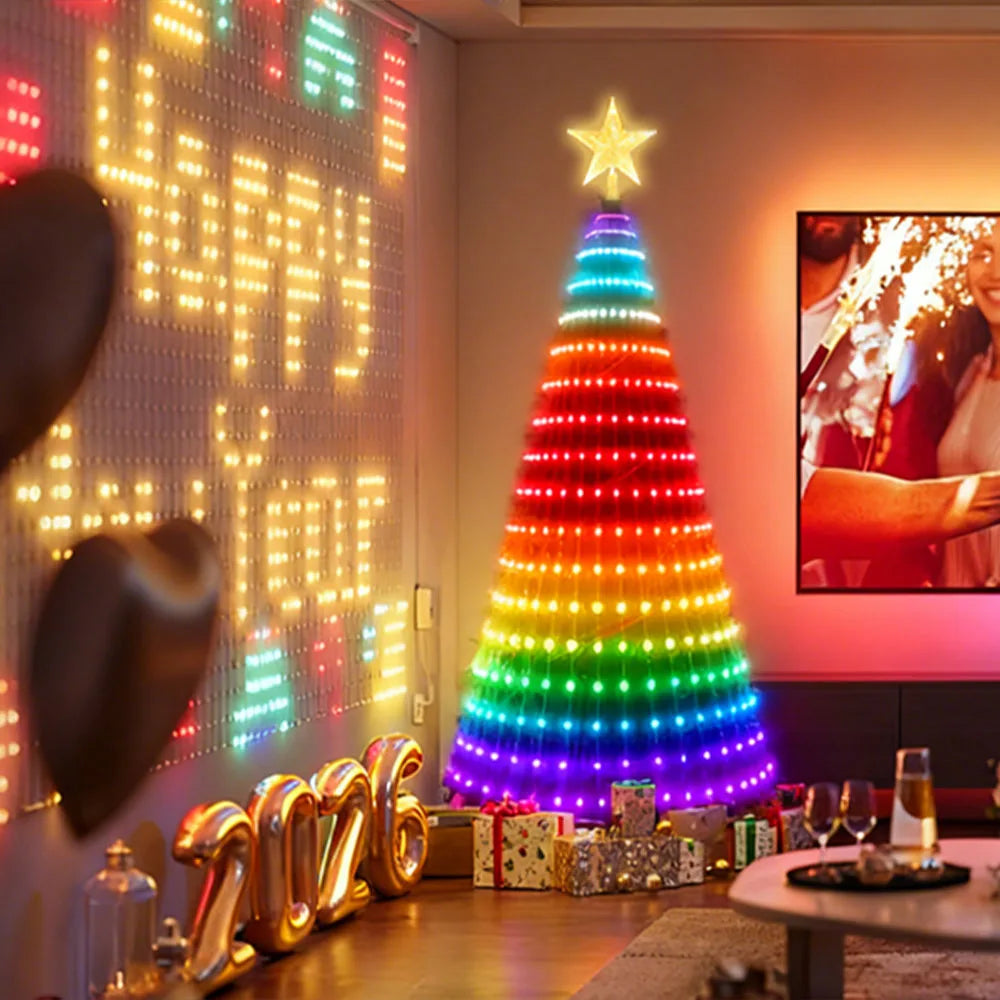 Luzes LED para Árvore de Natal 400 LEDs, Luzes de Cordão RGB Inteligentes para Decoração de Feriados, Controle por APP/Remoto