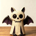 Decoração de Mesa de Madeira para Halloween, Figuras Pintadas à Mão de Coruja, Fantasma, Abóbora e Gato Vampiro para Decoração de Prateleira e Festa