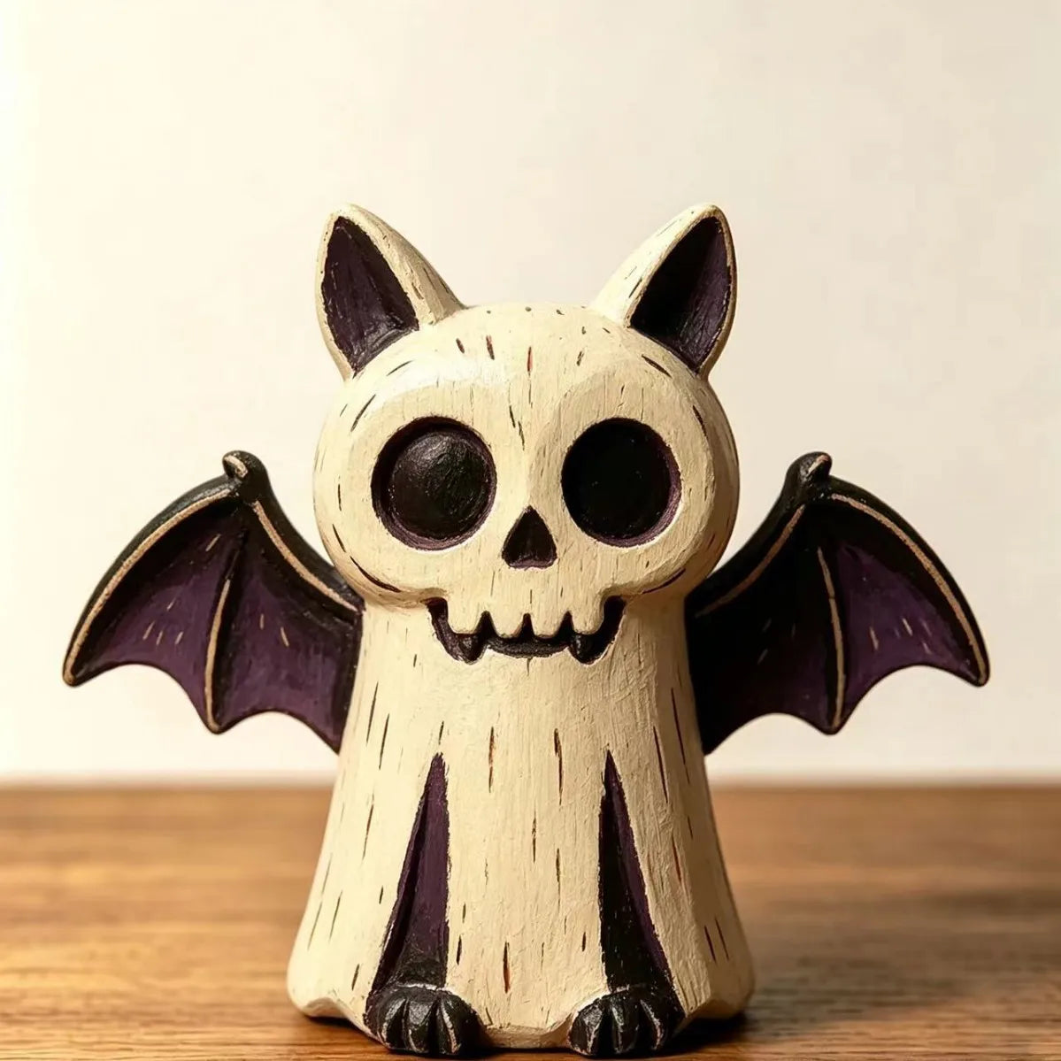 Decoração de Mesa de Madeira para Halloween, Figuras Pintadas à Mão de Coruja, Fantasma, Abóbora e Gato Vampiro para Decoração de Prateleira e Festa