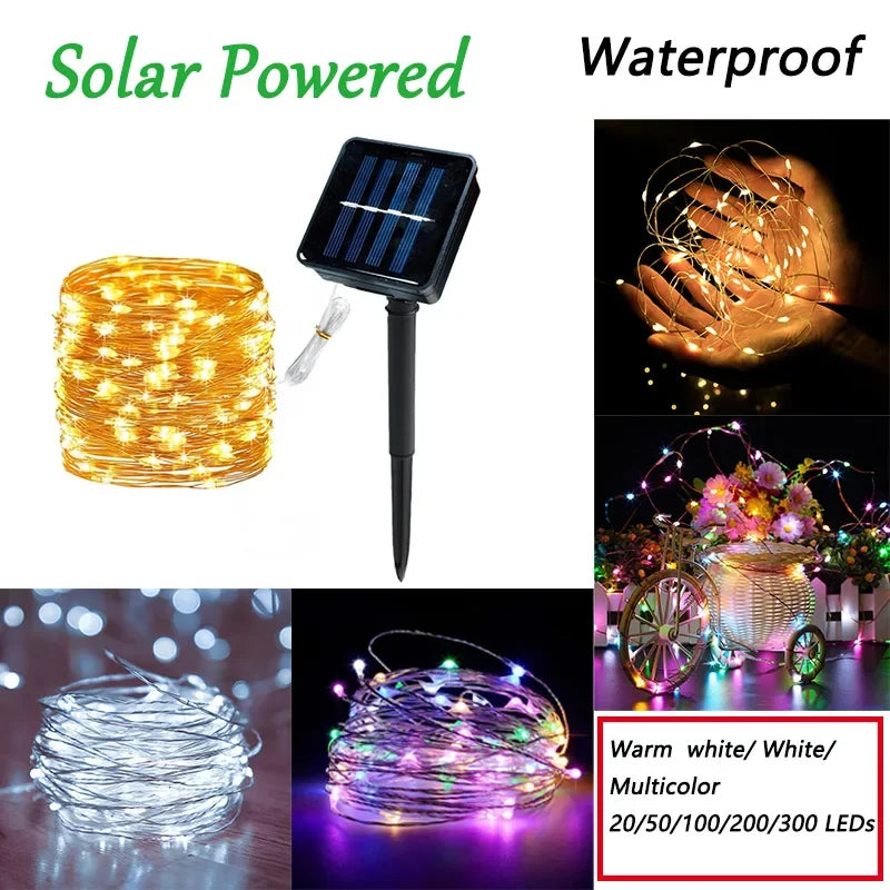 7m/12m/22m/32m led solar string luzes de fadas caminho ao ar livre guirlandas lâmpada pátio à prova dwaterproof água natal casamento jardim luzes rua