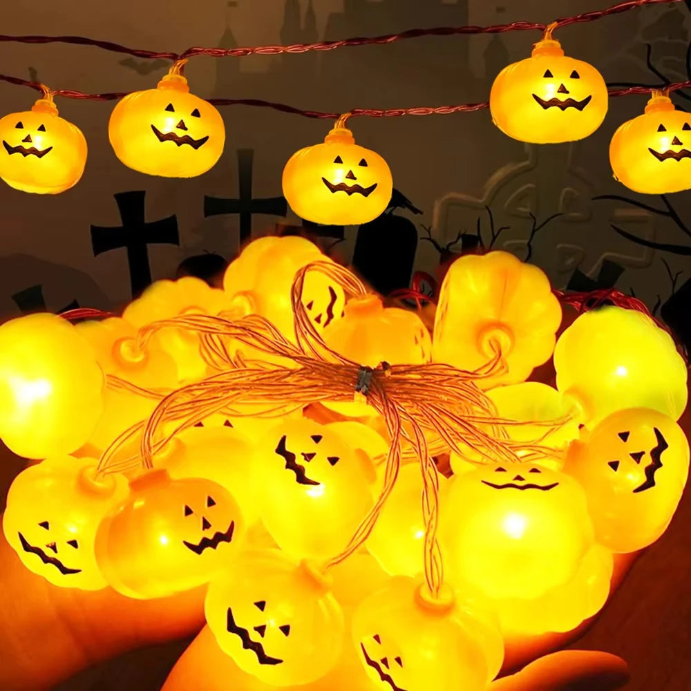 Decoração de Halloween: Luzes de Corda de Abóbora para Atmosfera de Terror, Decoração para Casa, Festa de Halloween, Doçura ou Travessura, Iluminação DIY