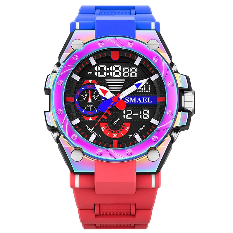 SMAEL Sport Quartz Watches LED DisplayShock Resistant 50M Waterproof Alarm Clock Analog Digitals 8060 For Men