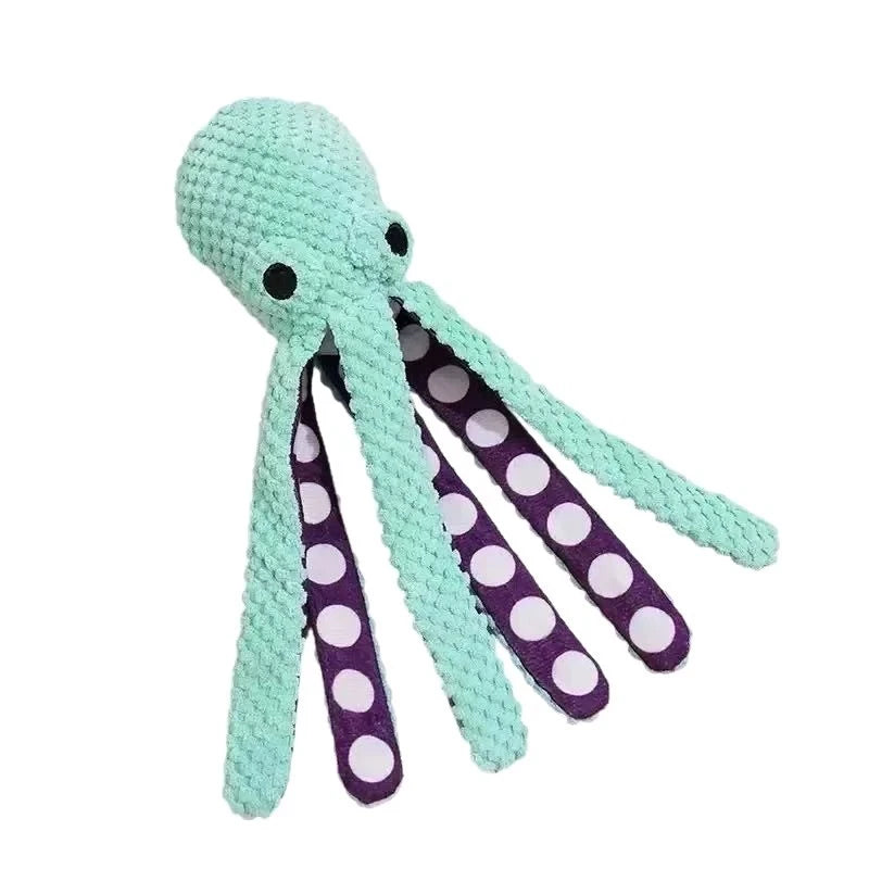 Brinquedo de Pelúcia Interativo para Cães, Polvo com Som e Tentáculos Crocantes, Brinquedo de Mastigar em Formato de Abacaxi com Apito e Som de Crocante, para Cães Pequenos e Médios