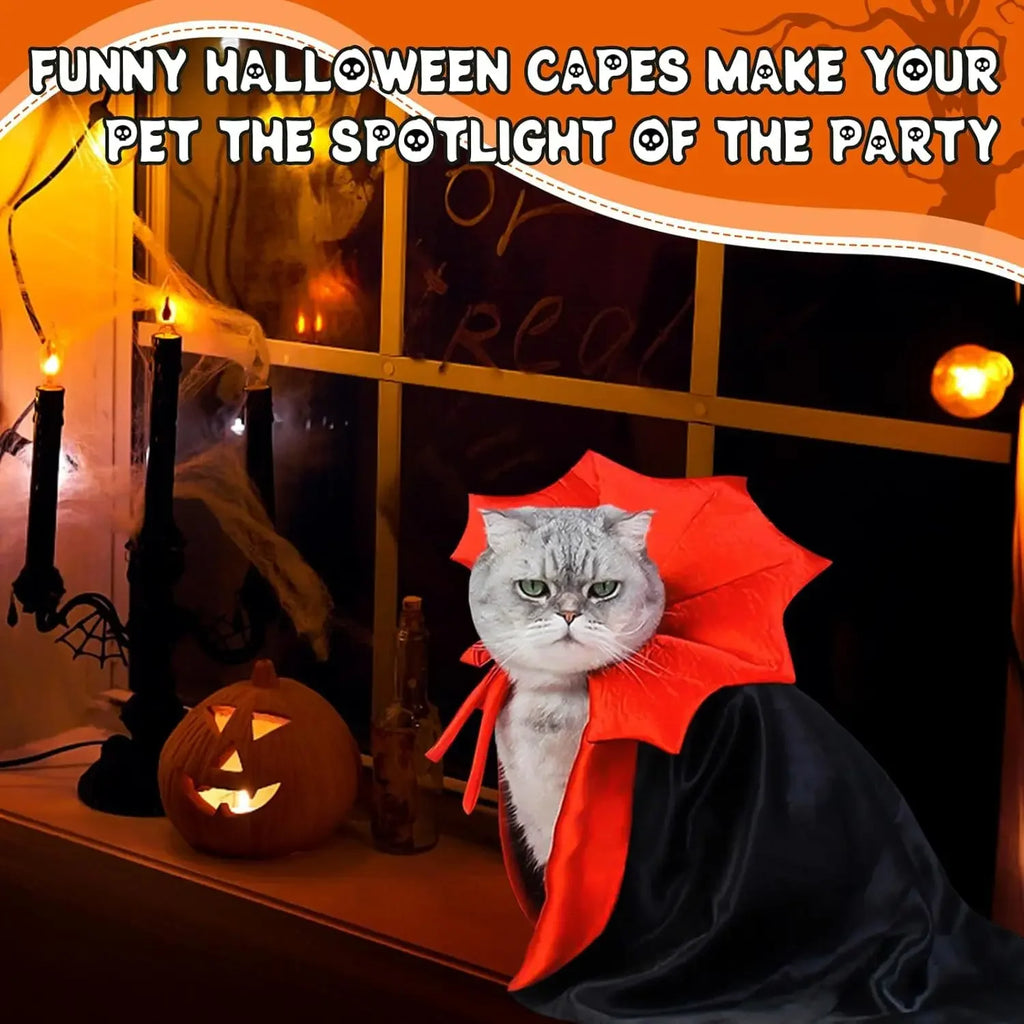 Fantasia de Halloween para Animais de Estimação, Capa de Vampiro em Poliéster, Fantasia de Transformação para Gato e Cão, Capa de Bruxa, Fantasia Ajustável para Festivais e Role-playing.