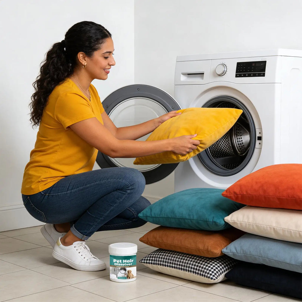 Removedor de Pelos de Animais para Lavagem 100g Aditivo Detergente para Máquina de Lavar Roupas, Carpete, Roupa de Cama, Tecido e Toalha