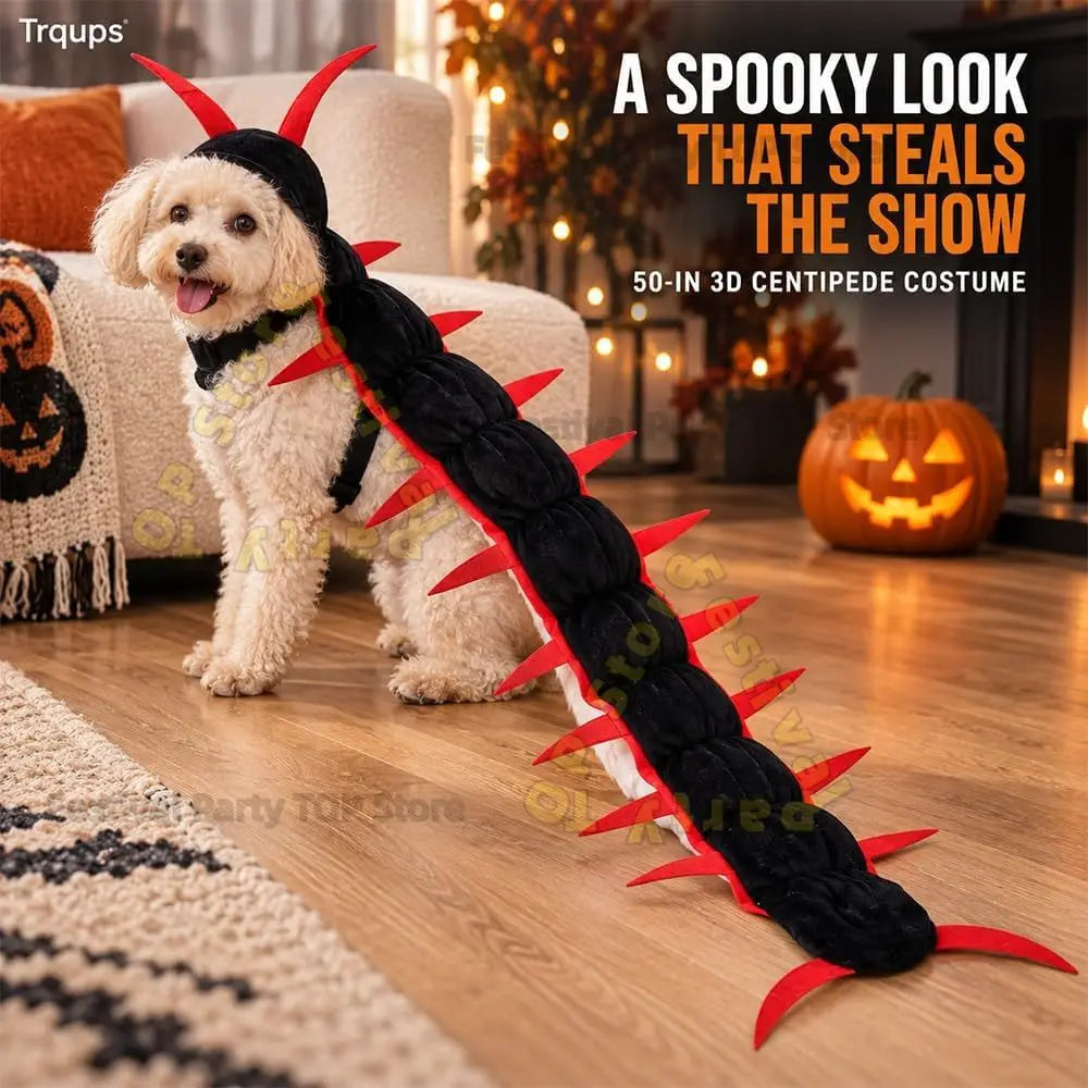 Fantasias de Halloween de Centopeia para Gatos e Cães, Roupas de Cosplay 3D de 50'', Roupa de Halloween para Animais de Estimação, Adereço Fotográfico para Uso Externo