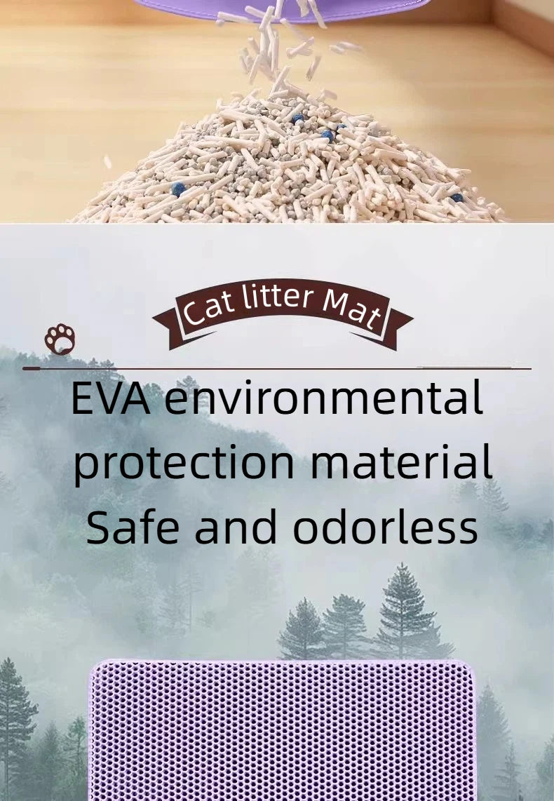 Tapete para Areia de Gato com Design de 2 Camadas, Tecnologia Premium de Retenção de Areia, Base Impermeável, Protetor de Piso Antiderrapante para Gatos de Interior