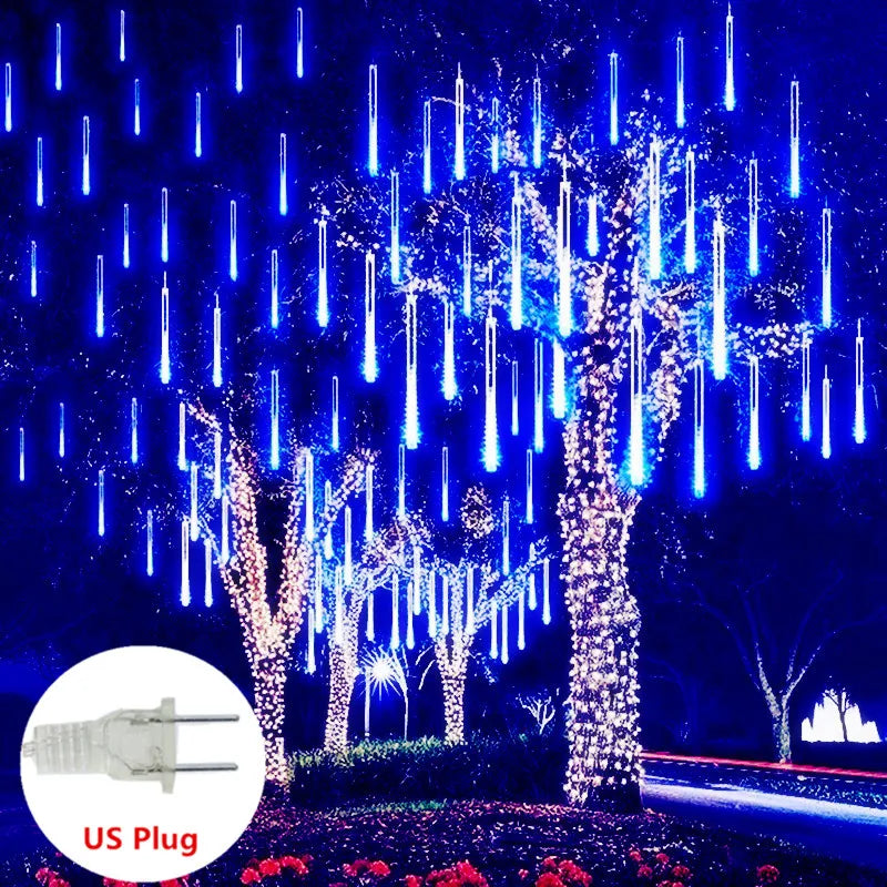 Chuveiro de meteoros de natal led luzes da corda iluminação do feriado interior/exterior decoração jardim festa decorações chuva gota caindo novo