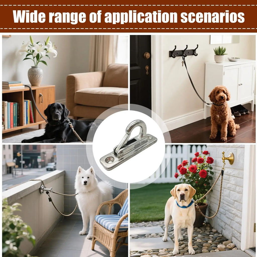 Suporte de Parede em Aço Inoxidável para Coleiras de Cães e Correntes de Animais de Estimação, com Gancho de Fixação, para Uso Externo em Cercas