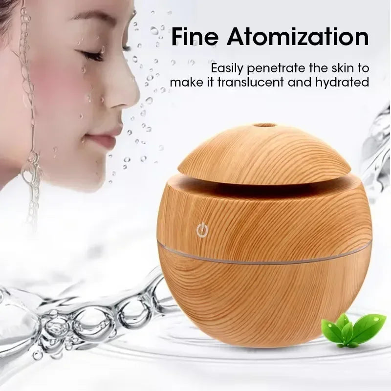 Woodgrain usb difusor de óleo essencial mini umidificador ultrassônico aromaterapia portátil desktop fabricante névoa ar para escritório em casa