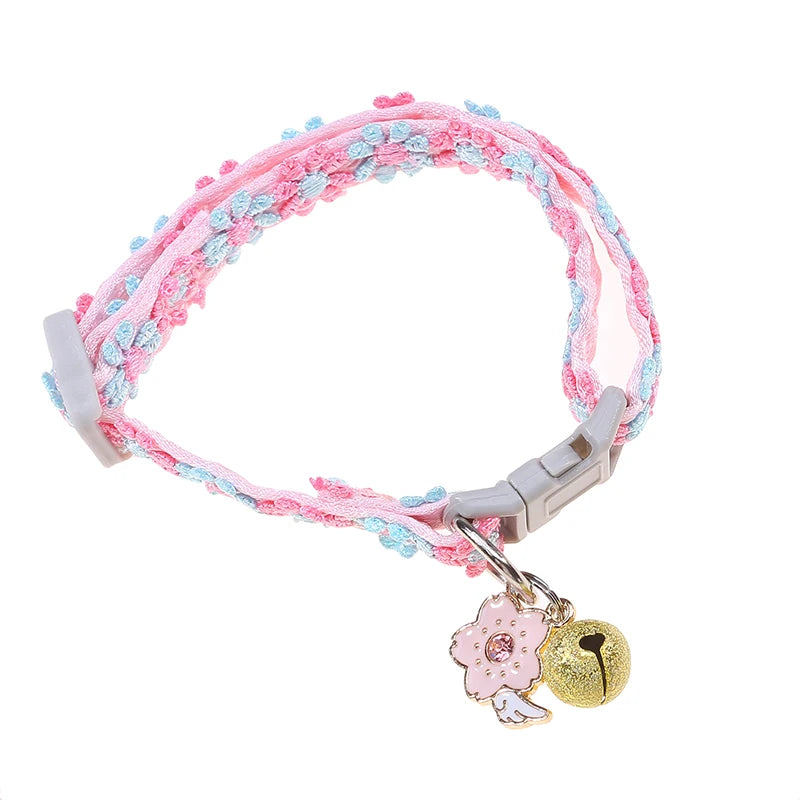 Coleira para Animais de Estimação com Sino, Estampa de Patas Colorida, Ajustável, para Cães, Filhotes e Gatos, Acessório de Segurança com Sino, Colar para Pets