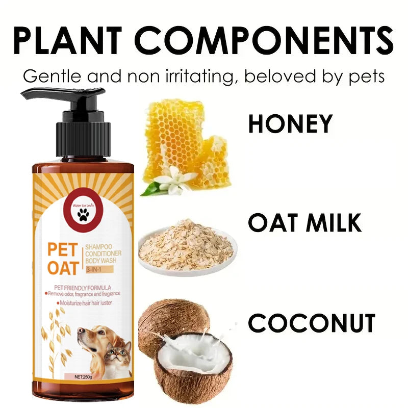 Shampoo para animais de estimação de 250g; Limpe pelos de animais de estimação, remove odor, faz o cabelo liso e não secura, tem fragrância de longa duração, shampoo especial para animais de estimação, banho, adequa