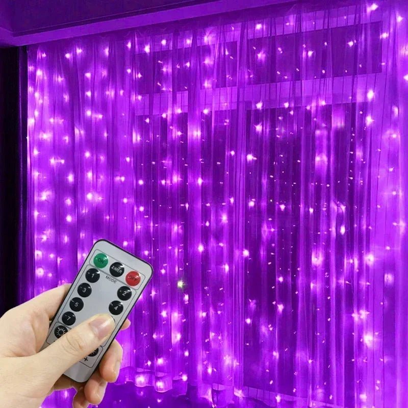 Ano novo 2026 lâmpada luzes de natal led fada string cortina luzes 8 modo remoto usb festão decoração natal para casa férias - Kasa & Pet