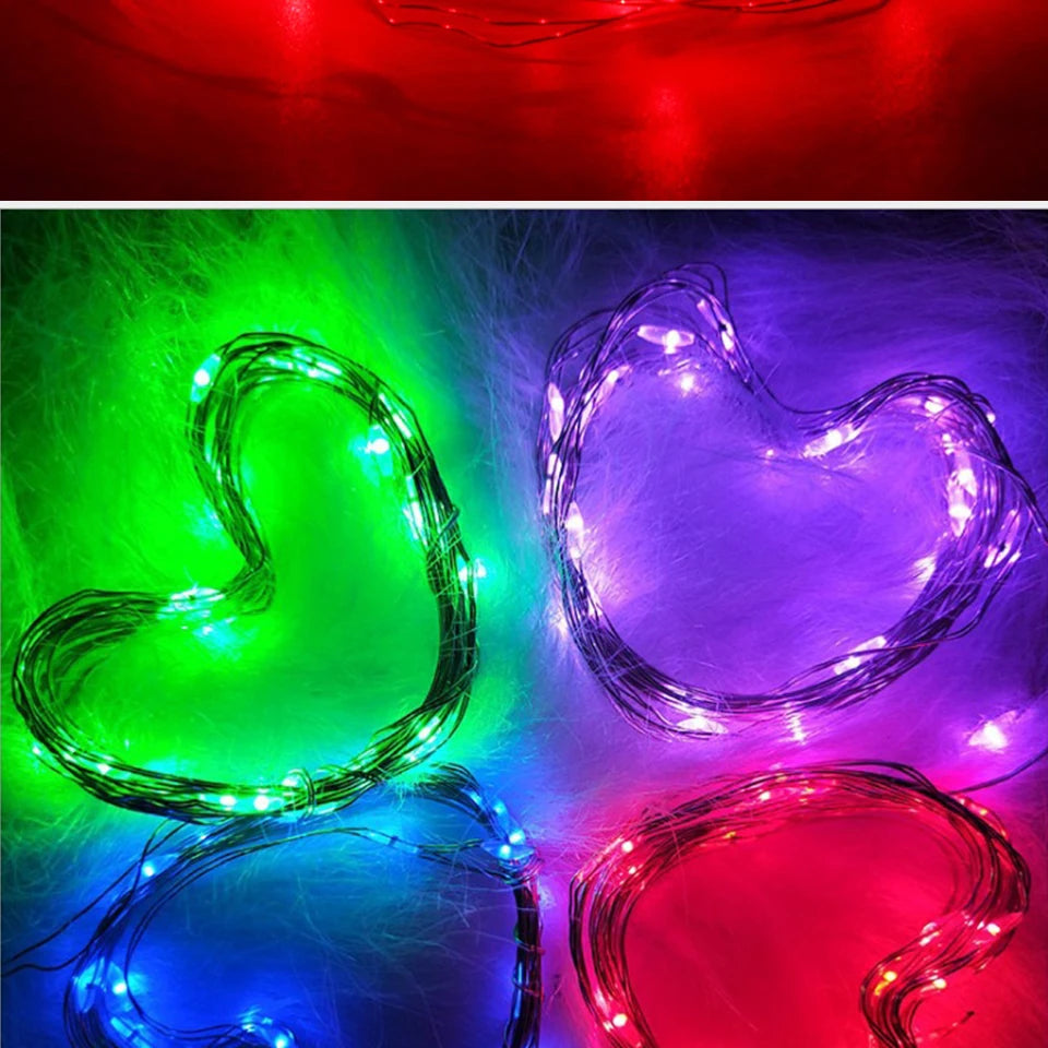 1 pçs 1m 2 3m 5m fio de cobre led luzes da corda iluminação do feriado guirlanda de fadas para a árvore de natal festa de casamento decoração natal