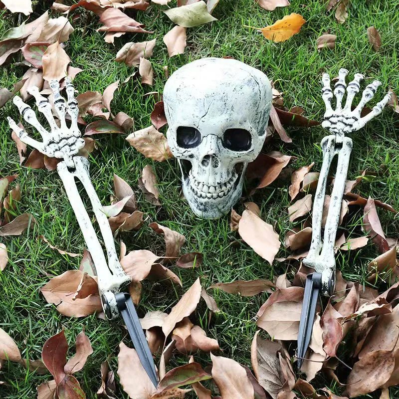 Decoração de Braços de Esqueleto para Halloween, Mãos de Esqueleto Realistas para Decoração de Jardim e Cemitério, Estacas de Esqueleto para Festa ao Ar Livre - Kasa & Pet