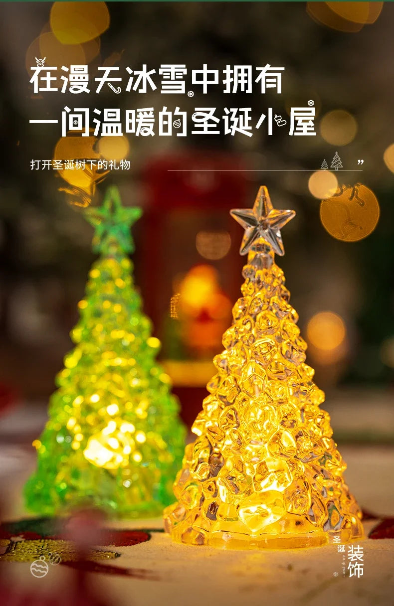 Natal 2025 atividade atmosfera arranjo enfeites de mesa árvore luminosa natal cristal transparente decoração de ano novo
