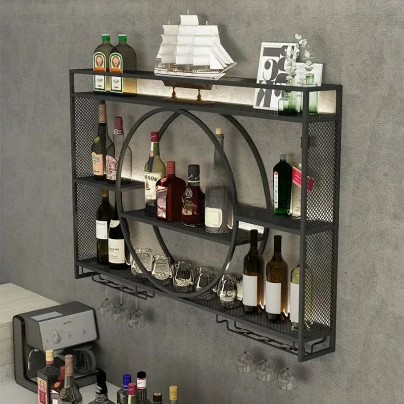 Suporte para barra de vinho, copo preto em miniatura único, armazenamento de vidro, decoração de armário de vinho, montagem na parede, garrafa de rack de vinho