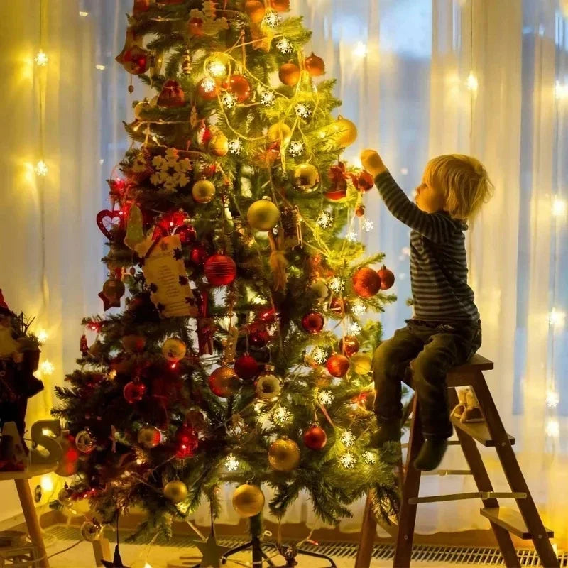 10/20/40leds natal luz de fadas corda usb/bateria alimentado árvore de natal feriado decoração de ano novo floco de neve luz corda