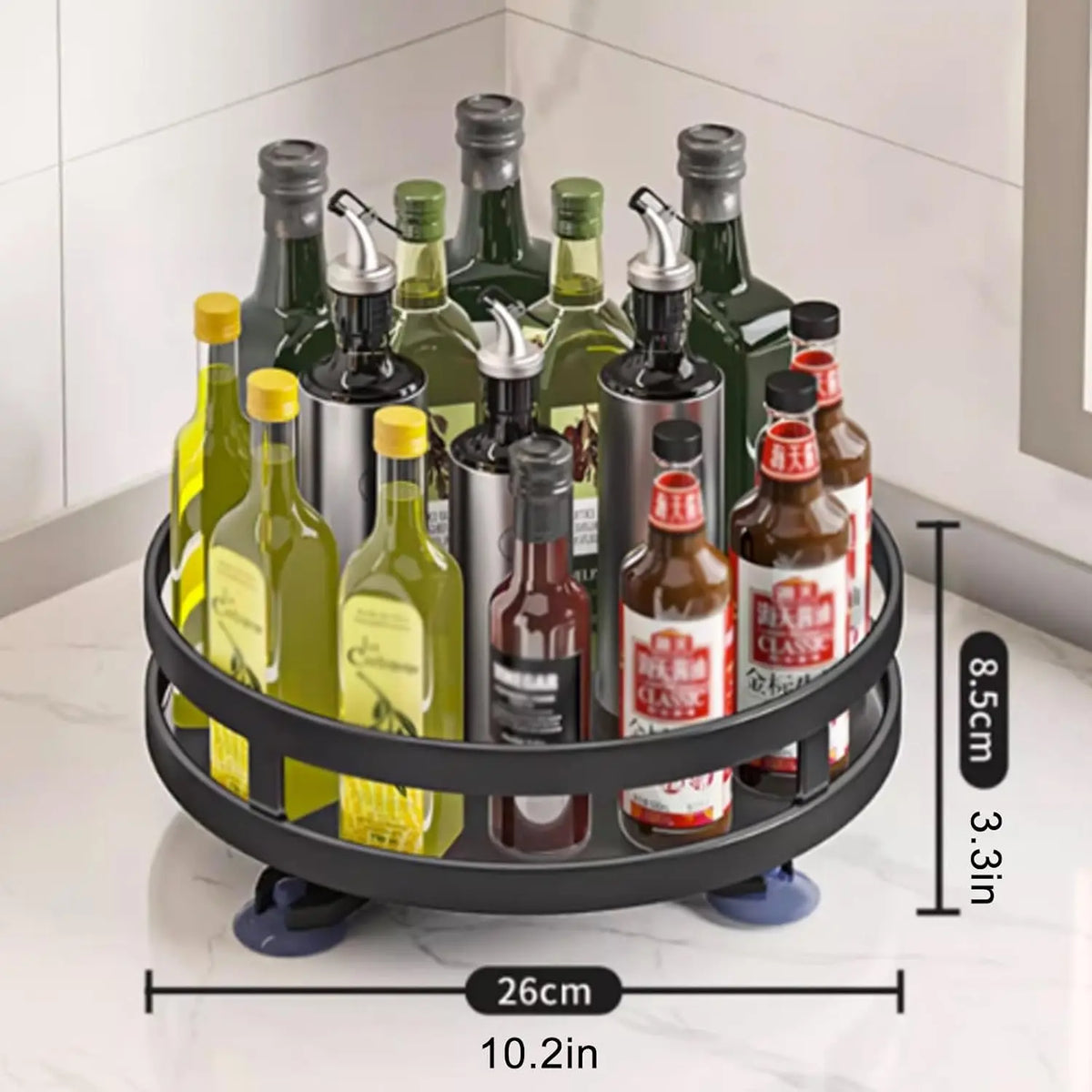 Suporte de Armazenamento de Cozinha Rotativo 360 Graus, Organizador Multifuncional de Temperos para Bancada, Suporte para Condimentos, Óleo, Molho e Temperos