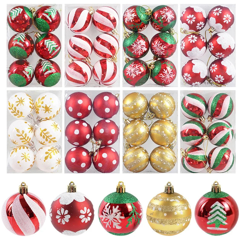6 Peças/caixa Bolas de Natal de 6cm Enfeites Pendentes para Árvore de Natal Decorações de Natal para Casa 2026 Presente de Ano Novo