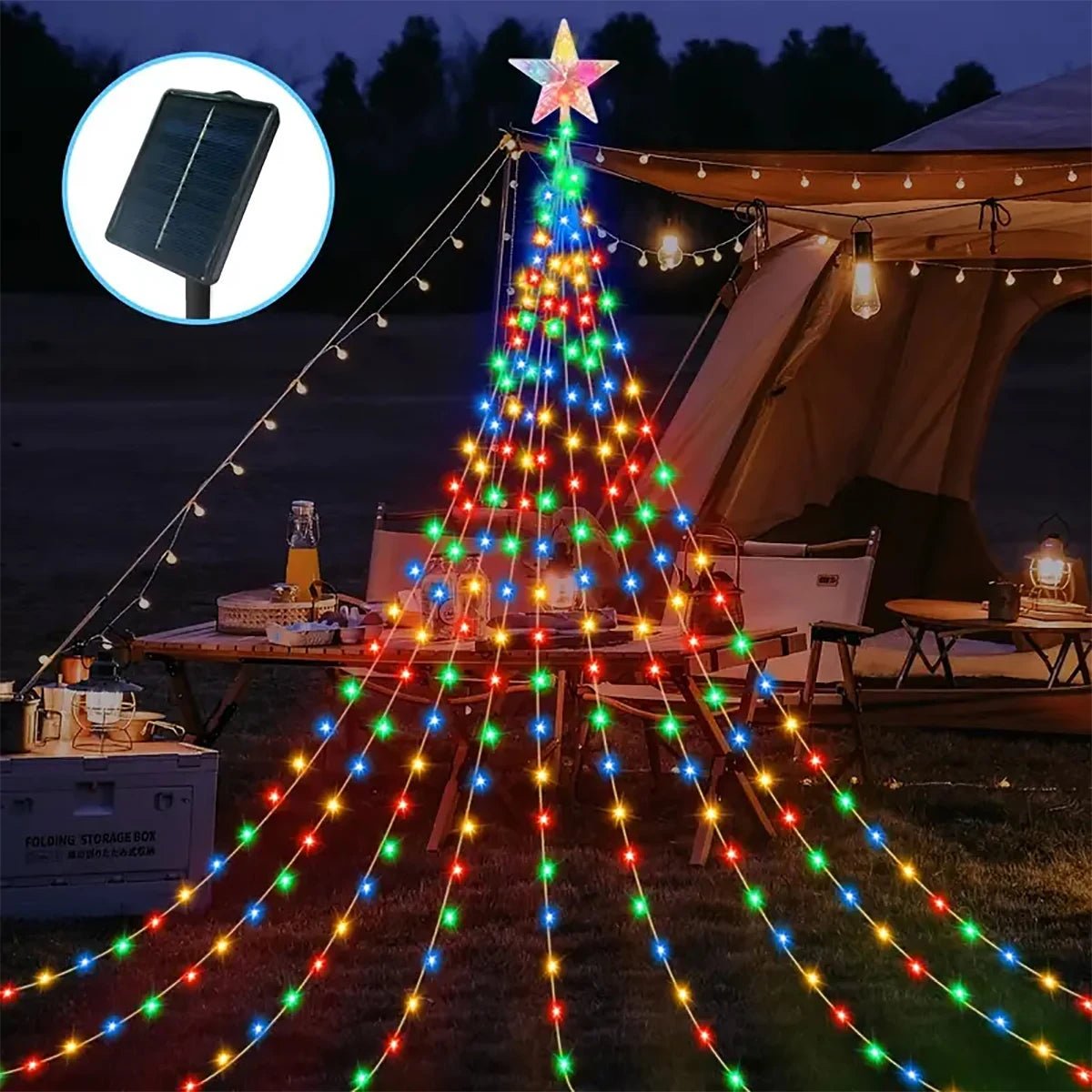 Decoração de natal 2025 luzes de decoração de férias solares led luzes de corda de natal ao ar livre estrelas brilhantes natal