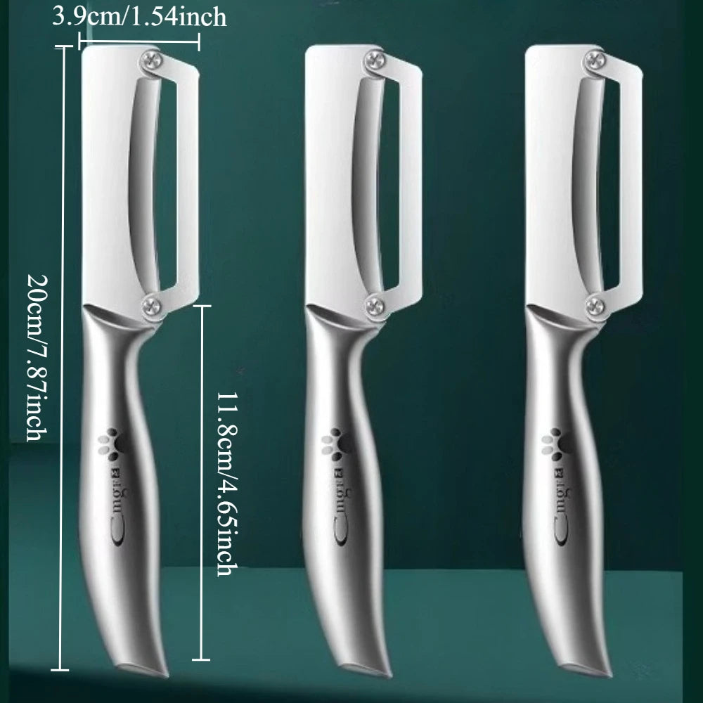 Descascador de Aço Inoxidável (1, 2 ou 3 Peças) - Afiado e Ergonômico para Descascar Rápido, Ideal para Descascar Frutas e Vegetais com Casca Dura como Cana-de-Açúcar