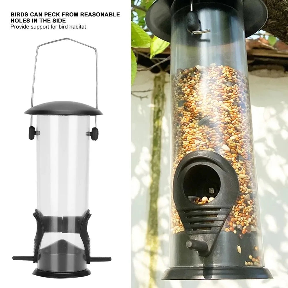 Alimentador de pássaros de metal, suprimentos para animais de estimação, à prova d'água, transparente, dispensador de comida para pássaros, automático, grande capacidade, tigela de alimentação de pássaros, papagaio