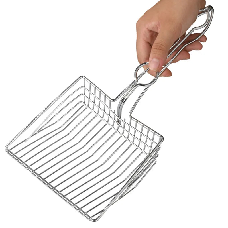 Colher grande da areia do gato do metal, Peneira Kitty com pá profunda, Punho ergonômico, Feito de alumínio sólido resistente