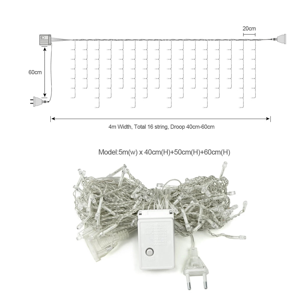 Guirlanda de natal led cortina luzes de sincelo festão luz led droop cachoeira luzes da corda ao ar livre jardim rua beirais decoração