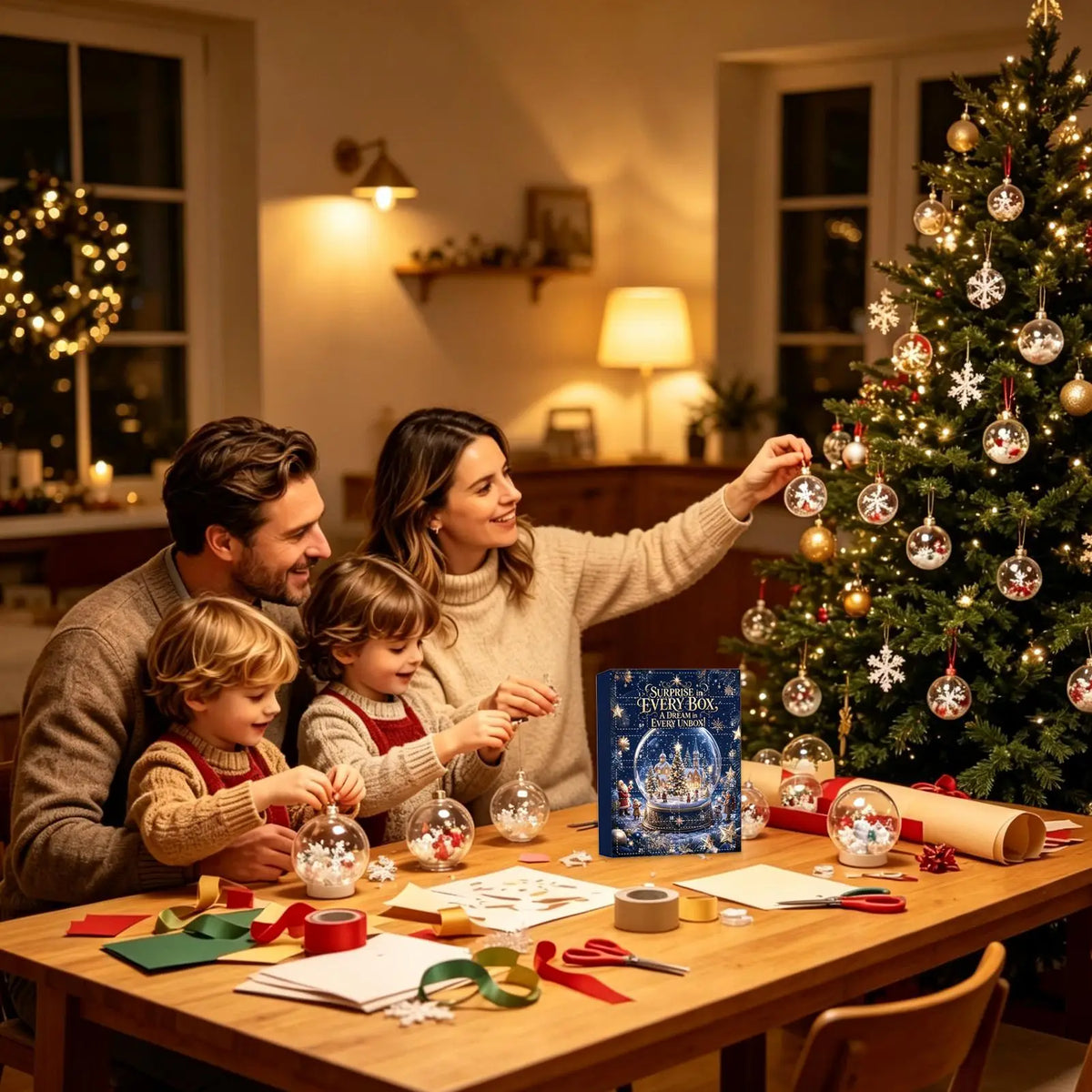 Calendário de contagem regressiva para o Natal, com motivos de paisagem nevada, enfeites reutilizáveis, modelo clássico de 24 dias, enfeites de acrílico planos para guardar como lembrança, ideal para proprietários de ca