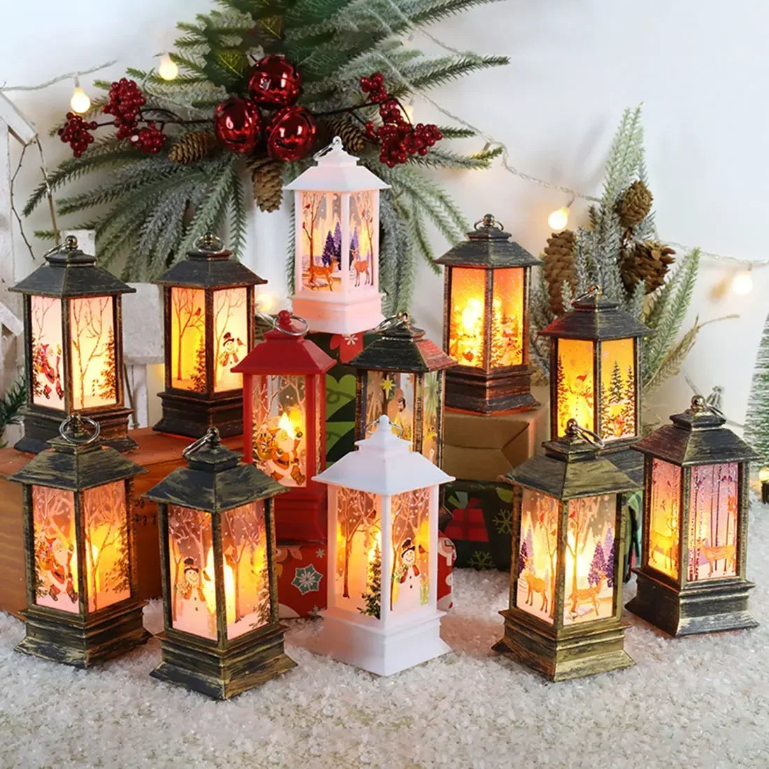 Natal santa lanterna luzes de vento feliz natal decoração para casa natal navidad 2022 ornamentos de natal presentes ano novo 2023