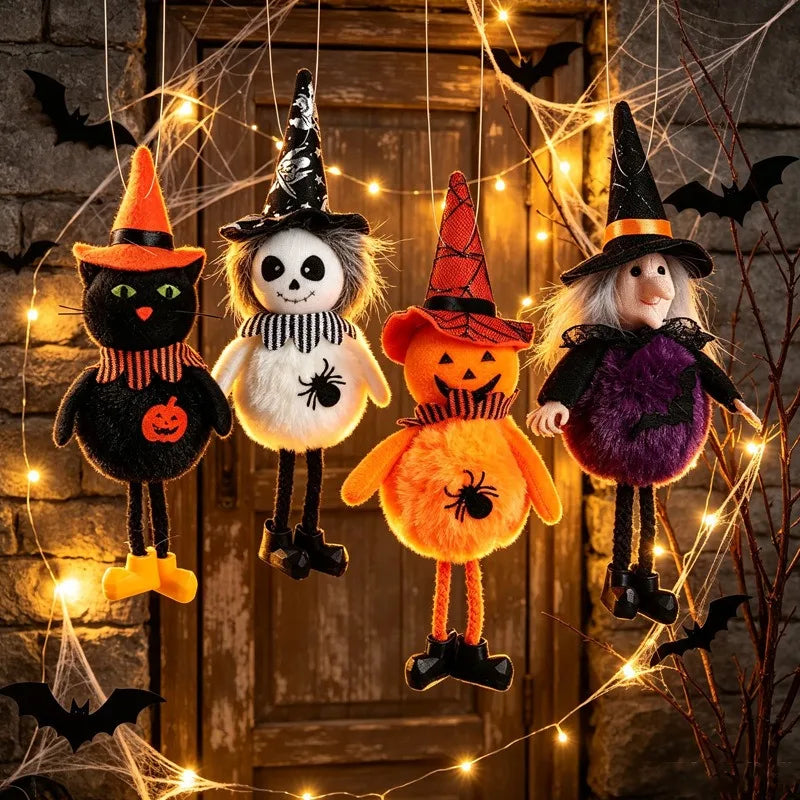 Enfeites Assustadores de Halloween: Bonecos de Pelúcia de Abóbora, Bruxa e Fantasma para Pendurar – Decoração Festiva e Presente de Feriado 2026